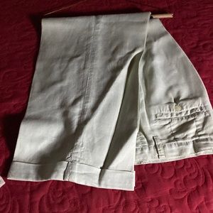 Light green linen wide leg slacks